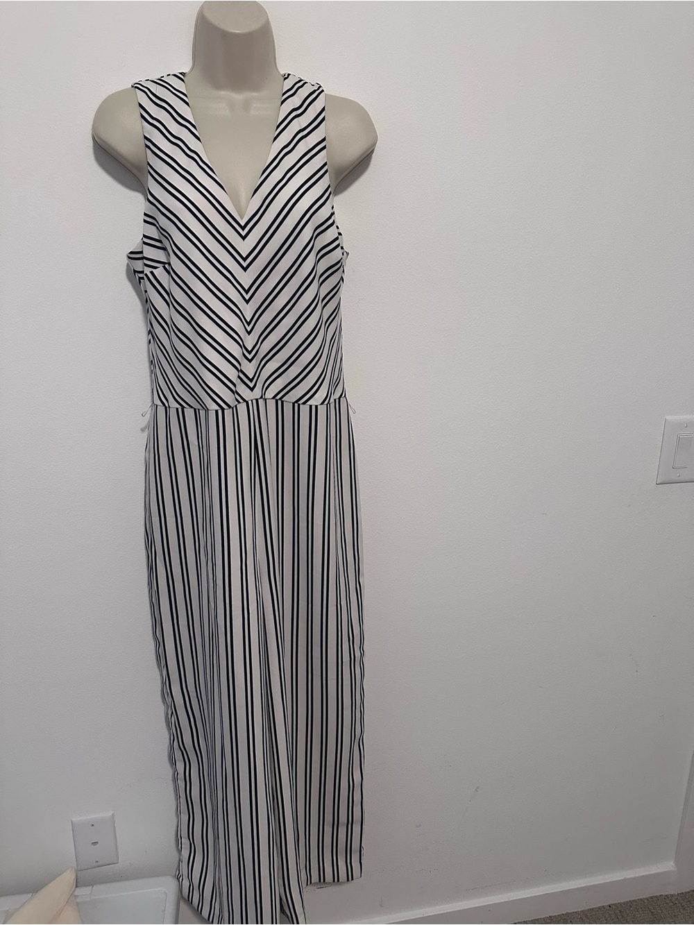 Banana Republic Black and White Striped Sleeveless Maxi Dress